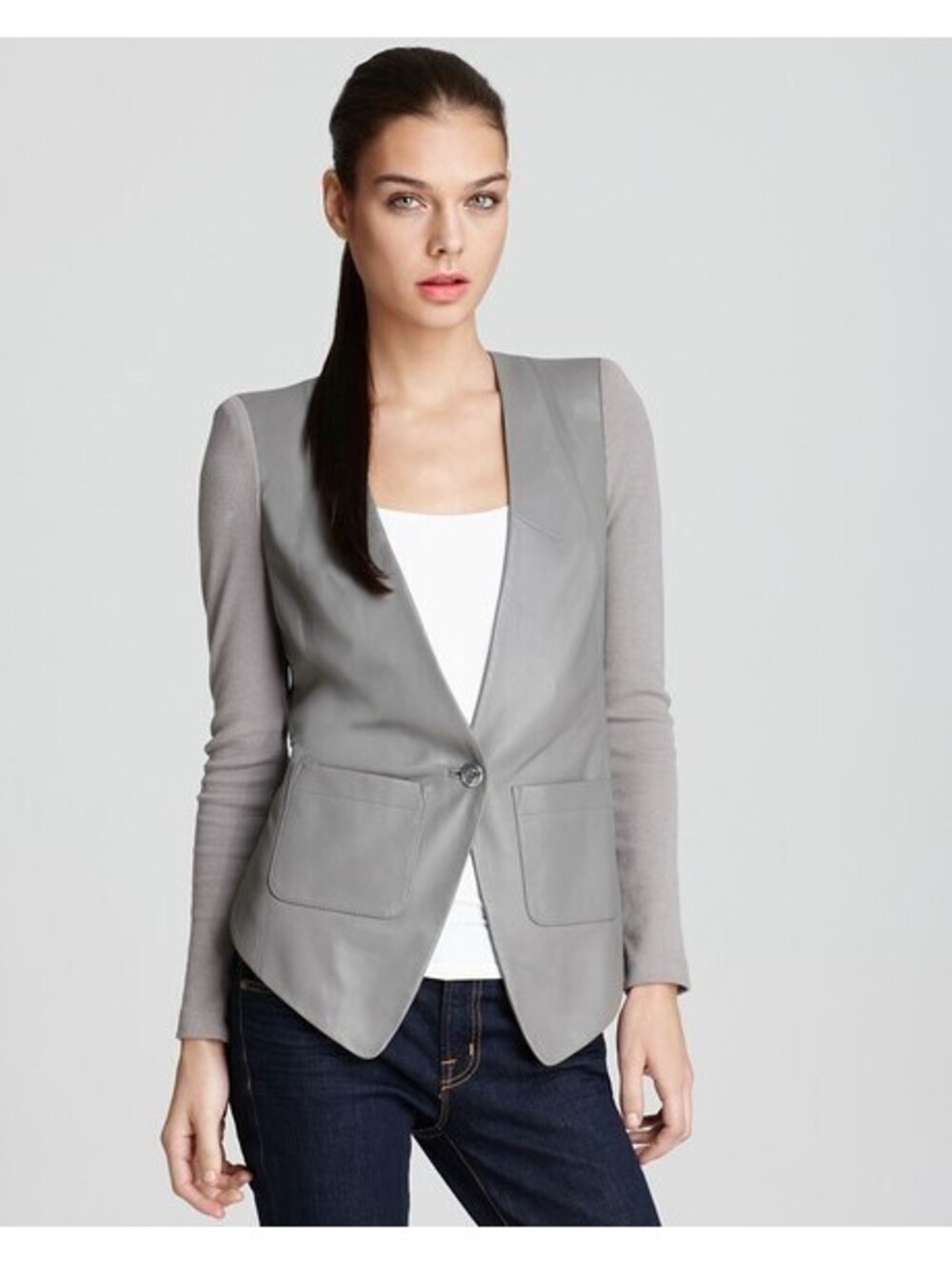 Cut25 Knit Sleeve Lambskin Leather Jacket Size:6 US Retail $995.00 NEW